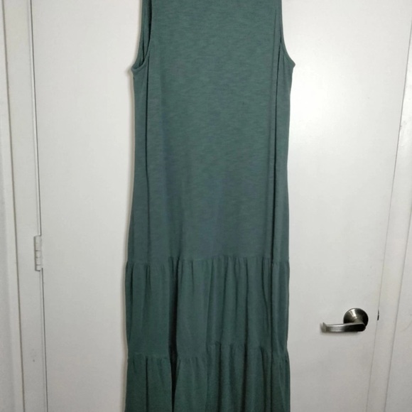 J Jill Fatigue Green Sleeveless Tiered Dress - Picture 3 of 10